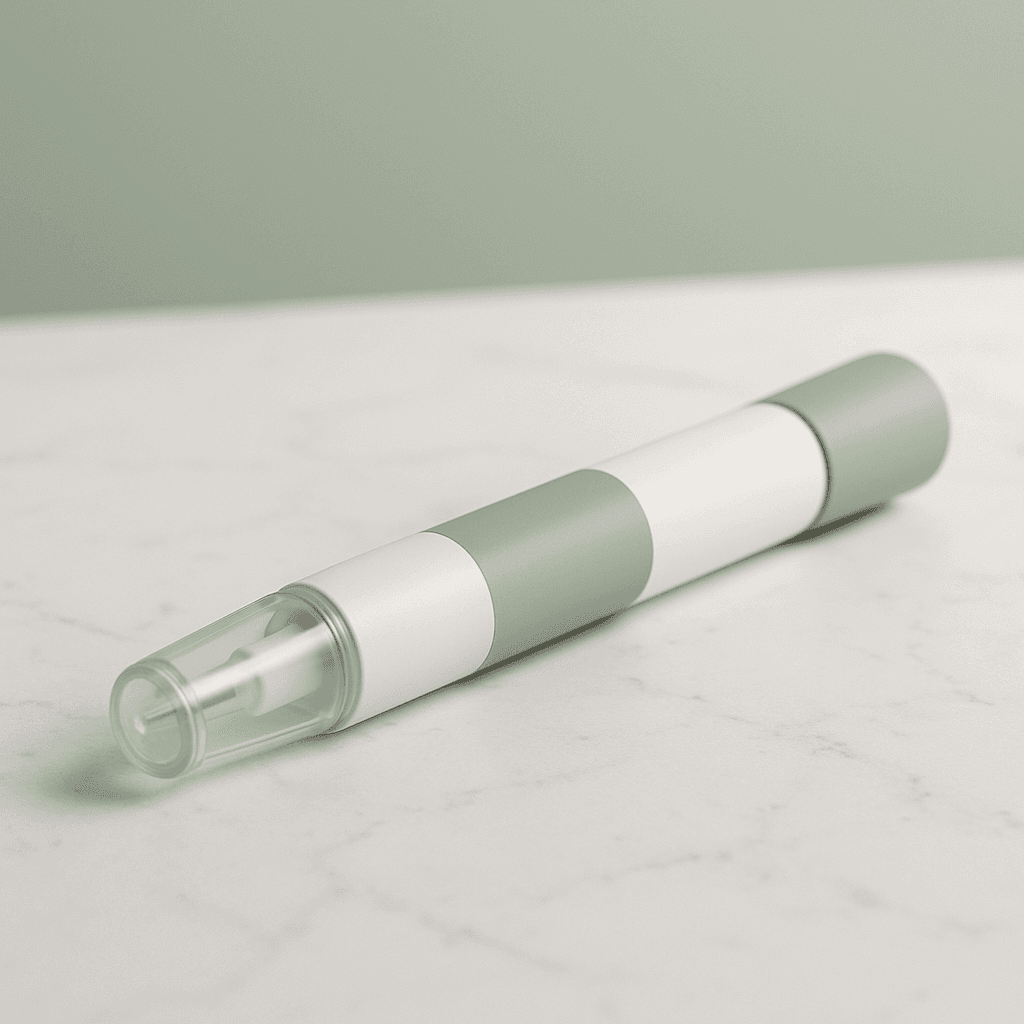 Mounjaro KwikPen auto-injector op schone witte ondergrond