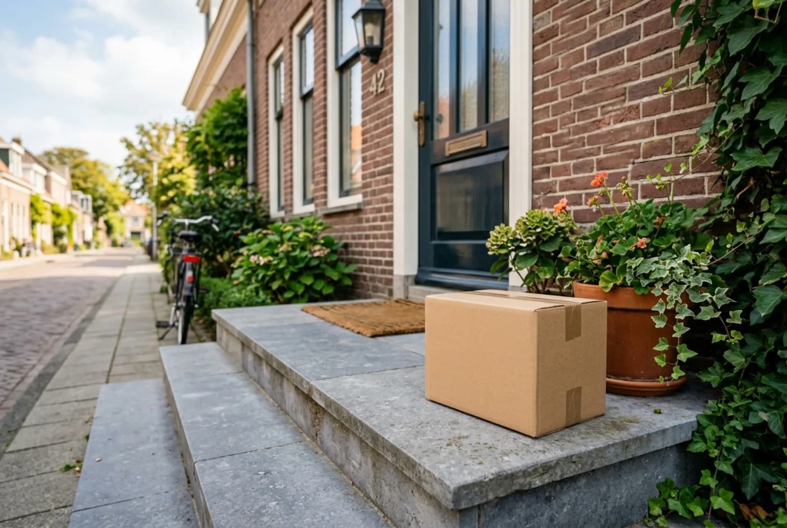 Discrete bezorging van een pakket aan de voordeur in Nederland