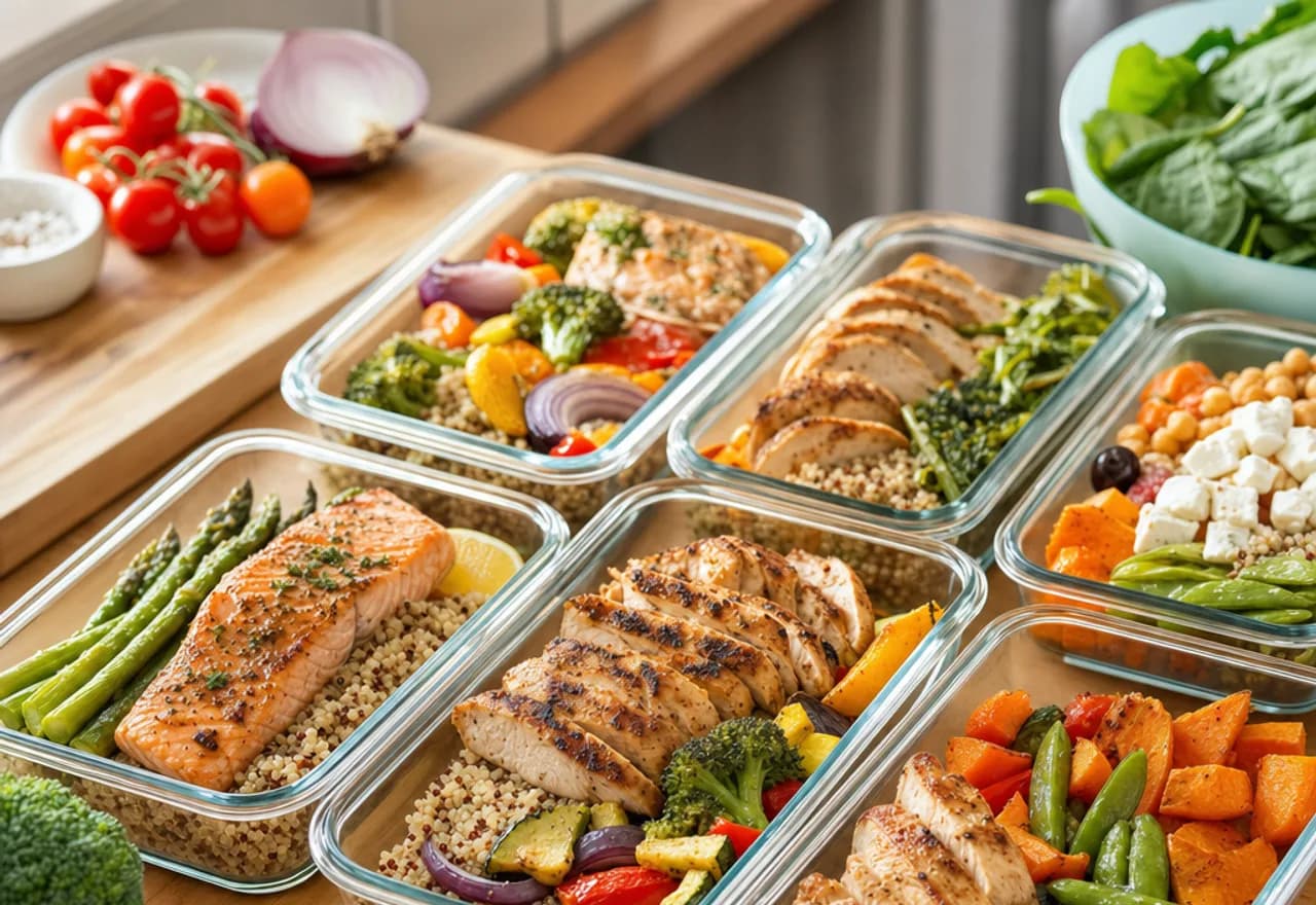 Eiwitrijke kant-en-klare maaltijden in meal-prep bakjes