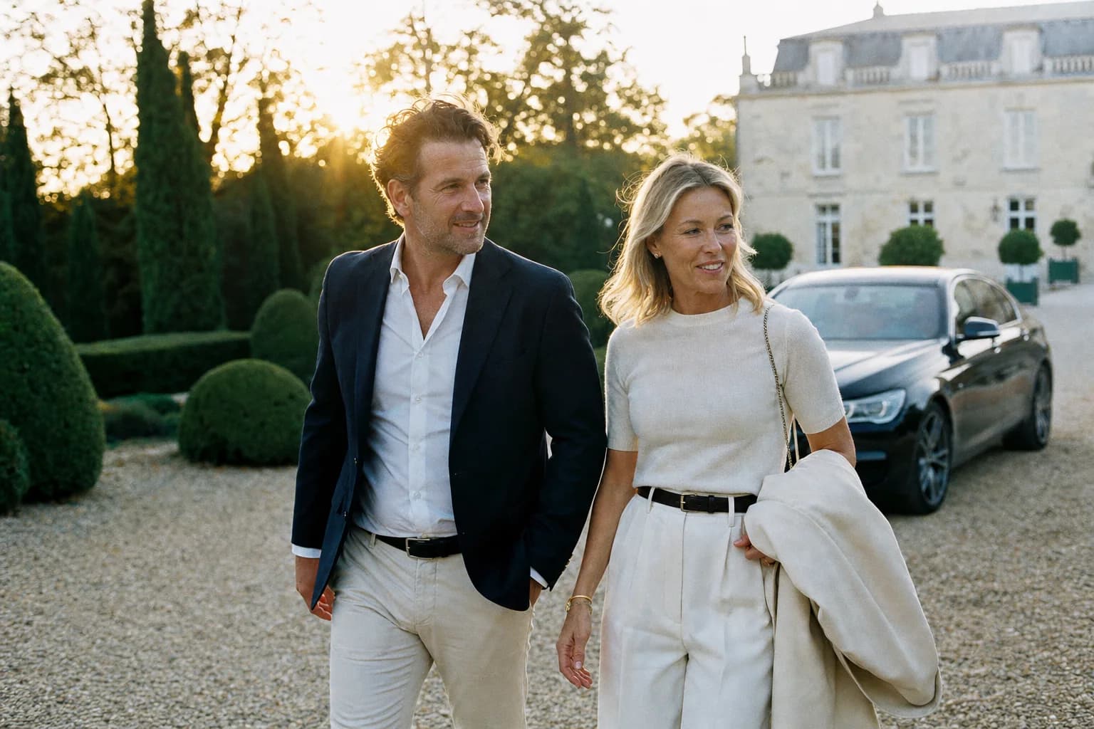 Elegant, gezond stel bij een luxe landgoed